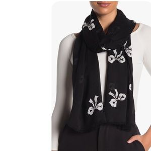 NWT 🎀Kate Spade Black Bow Print Oblong Scarf